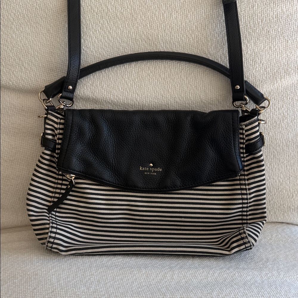 Kate Spade Black and White Striped Shoulder Bag